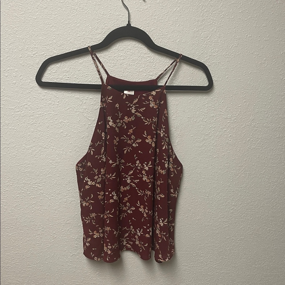 Chic Burgundy Floral Tank Top
